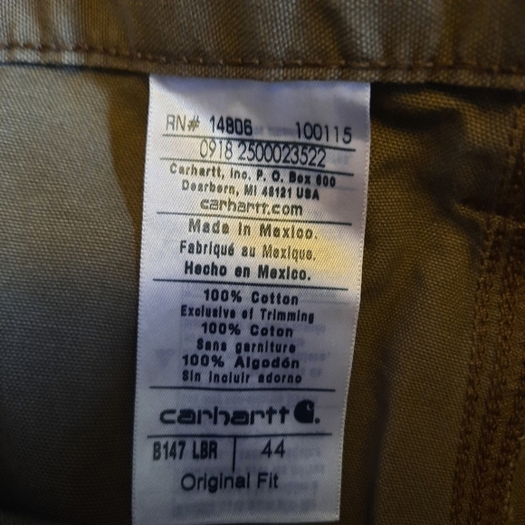 Carhartt Cotton Canvas Work Shorts Original Fit brown B147 LBR size 44 - Picture 12 of 13